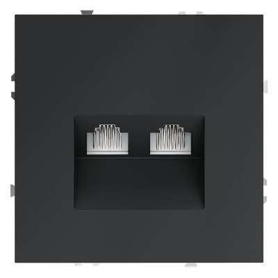 Розетка компьютерная 2-м СП S70 RJ45 + RJ45 кат.6 механизм графит Voltum VLS060207