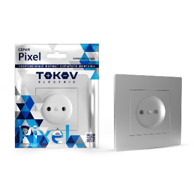 Розетка 1-м СП Pixel 16А IP20 без заземл. в сборе алюм. TOKOV ELECTRIC TKE-PX-R1F-C03