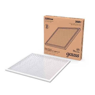 Светильник светодиодный Офис 36Вт 4000К IP20 3100лм 595х595х19мм ДВО офисный рассеив. призма GAUSS 842123236