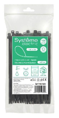Стяжка кабельная 150х3.6 черн. (уп.100шт) SE IMT15036B