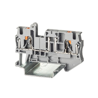 Клемма с размыкателем зажим push-in 2 точки подключения 4кв.мм сер. DKC VPR-4-TG