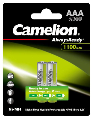 Аккумулятор Always Ready AAA-1100mAh Ni-Mh BL-2 NH-AAA1100BP2 1.2В Camelion 15037