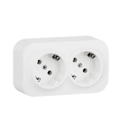 Розетка 2-м ОП Quteo 16А IP20 250В 2х2P+E с заземл. без защ. шторок бел. IEK 782233