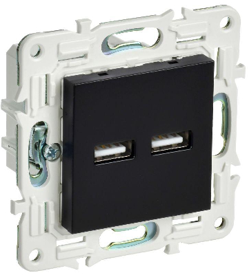 Розетка USB A+A 3.1А SKANDY SK-R15Bl черн. IEK SK-U21-D31-K02