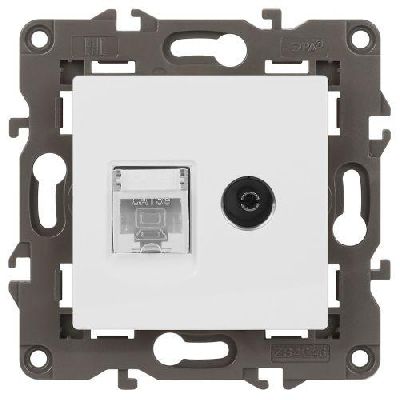 Розетка компьютерная + телевизионная Elegance 14-3110-01М RJ45+TV матов. бел. Эра Б0065767