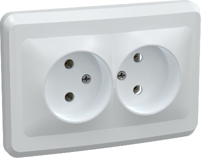 Розетка 2-м СП Вега РС12-2-ВБ без заземл. контакта без защ. штор 10А бел. GENERICA ERV20-K01-10-DM