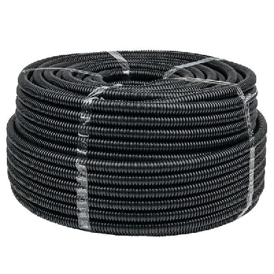 Труба гофрированная d20мм с протяжкой безгалоген. трудногорючая (FRHF) черн. (уп.100м) Plast EKF FRHF-20