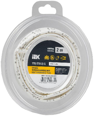 Трубка термоусадочная ТТУ нг-LS 2/1 бел. (уп.2м) IEK UDR12-002-001-002-K01-T