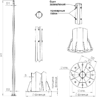 Комплект крепежа для ОСф/ОГСф-0;4 (болт М20х160 кл. пр. 8.8 - 8шт; гайка М20 - 32 шт; шайба М20 - 32шт; гровер С20 - 8шт) Пересвет В00005081