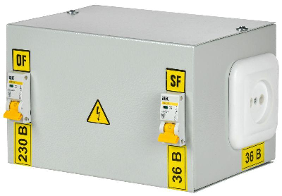 Ящик с понижающим трансформатором ЯТП 0.25 220/36В (2 авт. выкл.) IEK MTT12-036-0250