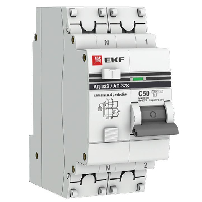 Выключатель автоматический дифференциального тока 2п (1P+N) 50А 100мА АД-32 селект. PROxima EKF DA32-50-100S-pro
