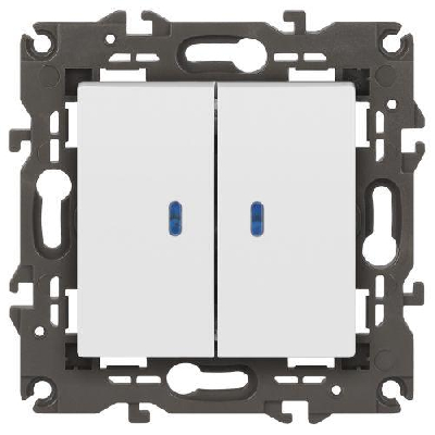 Выключатель 2-кл. СП Elegance 14-1105-01 10А IP20 250В 10AX с подсветкой механизм бел. Эра Б0034237