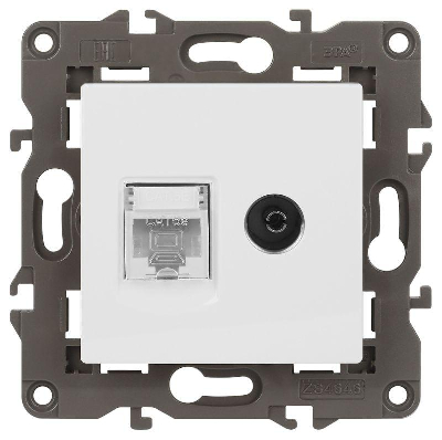 Розетка компьютерная + телевизионная 2-м Elegance 14-3110-01 RJ45 + TV IP20 механизм бел. Эра Б0034314