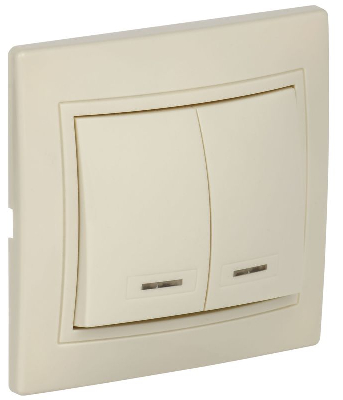Выключатель 2-кл. СП Кварта 10А IP20 ВС10-2-1-ККм с индикацией крем. GENERICA EVK21-K33-10-DM