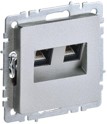 Розетка компьютерная двойн. СП RJ45 кат.5E BRITE РК10-2-БрА механизм алюм. IEK BR-K20-1-K47