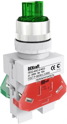 Переключатель на 2 положения I-O ПЕ-22 ANC-2 d22мм зел. DEKraft 25057DEK