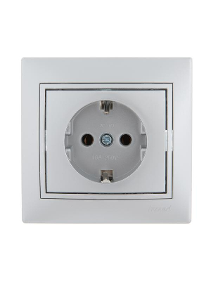 Розетка 1-м СП Mira 16А IP20 с заземл. со вставкой керамика сер. метал. LEZARD 701-1010-122