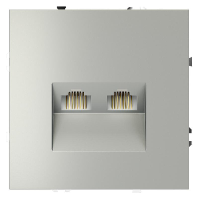 Розетка компьютерная 2-м СП S70 RJ45 + RJ45 кат.6 механизм сталь Voltum VLS060205
