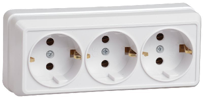 Розетка 3-м ОП Октава РС23-3-ОБ 16А IP20 с заземл. бел. GENERICA ERO31-K01-16-DC