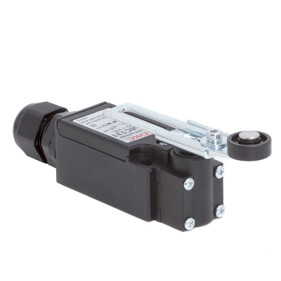 Выключатель концевой с двумя контактами нормально открытый + нормально закрытый (NO+NC). С поворотным регулируемым рычажным роликом DKC R5MC131