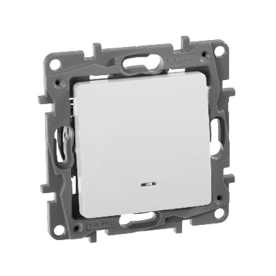 Переключатель 1-кл. СП Etika Plus 10А IP20 250В 10AX с подсветкой безвинтов. зажимы механизм бел. IEK 672215