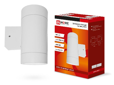 Светильник НБУ ЦИЛИНДР-2xGX53-WH 16Вт IP65 230В уличный настен. двусторон. под лампу 2хGX53 алюм. бел. IN HOME 4690612023526