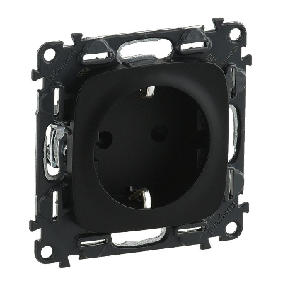 Розетка 1-м СП Valena Allure 16А IP2X 250В 2P+E безвинтов. клеммы с лицев. панелью механизм антрацит Leg 753931