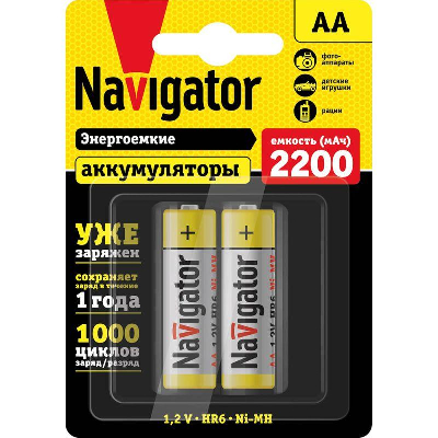 Аккумулятор AA/HR6 94 785 NHR-2200-HR6-RTU-BP2 (блист.2шт) Navigator 94785