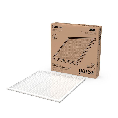 Светильник светодиодный Офис 36Вт 6500К IP20 3300лм 595х595х19мм ДВО офисный рассеив. призма GAUSS 842123336