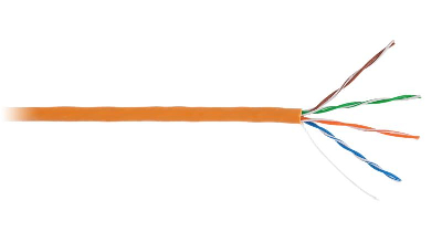 Кабель U/UTP кат.5E (класс D) 4 пары 100МГц ОЖ BC чистая медь внутр. LSZH нг(B)-HF оранж. (уп.305м) NETLAN EC-UU004-5E-LSZH-OR