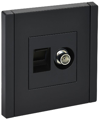 Розетка 2-м TV+RJ45 кат.6 FORTE&PIANO FP137 черн. IEK FP-AK20-2-K02