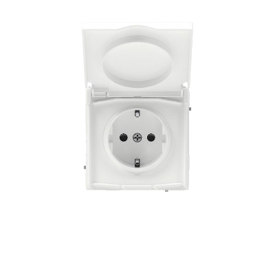 Розетка силовая KANT IP44 2P+E защ. шторки с крышкой бел. магнолия DKC 7000013