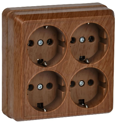 Розетка 4-м ОП Октава РС24-3-ОД 16А IP20 с заземл. дуб GENERICA ERO41-K04-16-DC