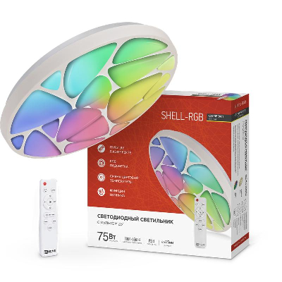 Светильник светодиодный COMFORT SHELL-RGB 75Вт 3000-6500К 6000лм 230В 495х85мм с пультом ДУ IN HOME 4690612044651