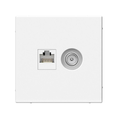 Розетка компьютерная + телевизионная 2-м СП ArtGallery RJ45 кат.5E + TV механизм бел. SE GAL000189