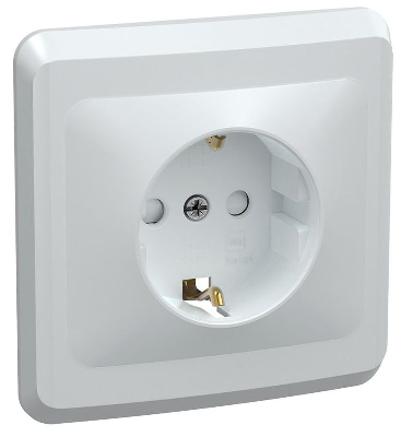 Розетка 1-м СП Вега РСш10-3-ВБ с заземл. контактом и защ. штор 16А бел. GENERICA ERV14-K01-16-DM