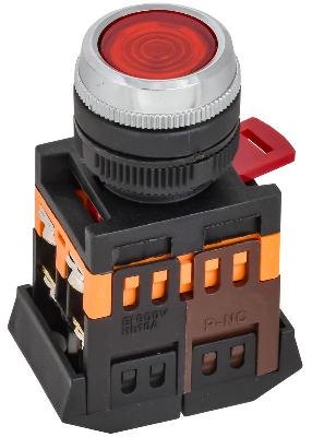 Кнопка ABLFS-22 d22мм 1НО+1НЗ 240В неон красн. GENERICA BBT30-ABLFS-K04