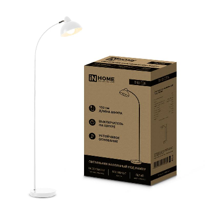 Светильник ТНО 03Б 60Вт E27 230В торшер напольн. на основании под лампу бел. IN HOME 4690612042695